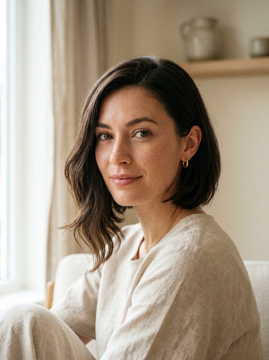 Kinnlanger asymmetrischer Bob mit eingesteckter Seite - Asymmetrischer Bob
